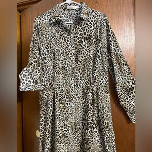 Leopard Print Button-Up Dress